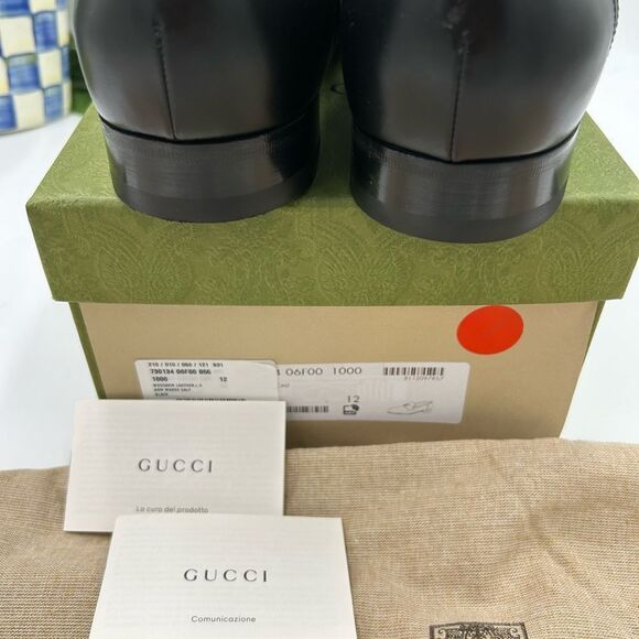 Men’s Gucci interlocking G leather loafers size 12 fits 12.5 US made in Italy - Picture 10 of 10